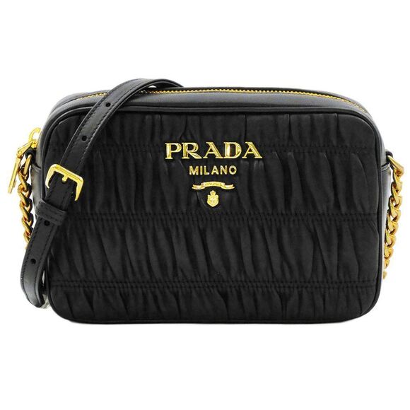 Prada Bandoliera Nappa Gaufre Nero Mini Shoulder Bag Black - Picture 1 of 9